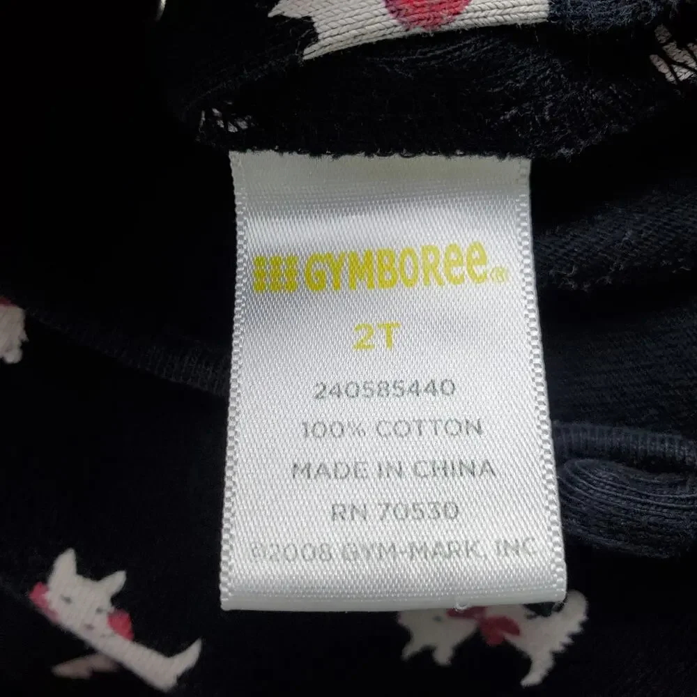 Gymboree Outlet Holiday Friends Toddler Girl Black Dog Long Sleeve Dress Size 2T